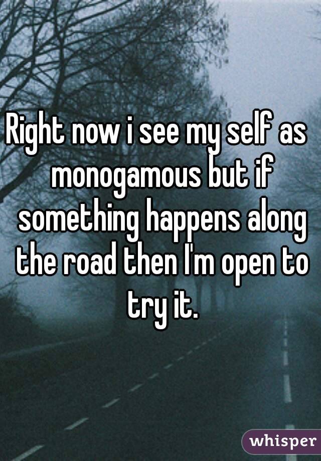 Right now i see my self as  monogamous but if something happens along the road then I'm open to try it.