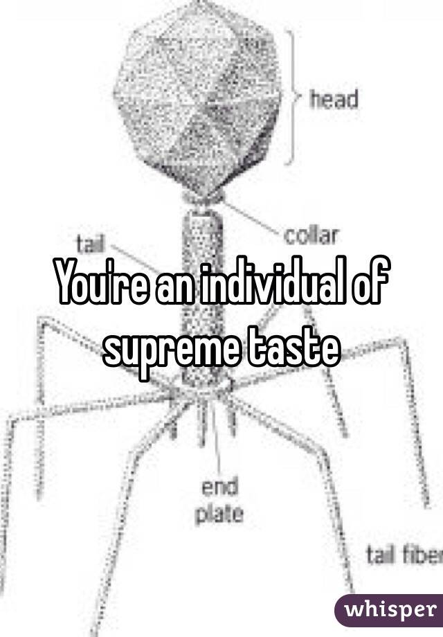 You're an individual of supreme taste