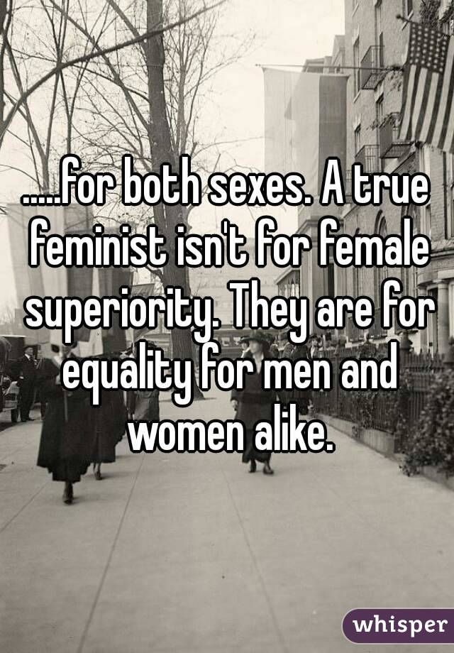 .....for both sexes. A true feminist isn't for female superiority. They are for equality for men and women alike.