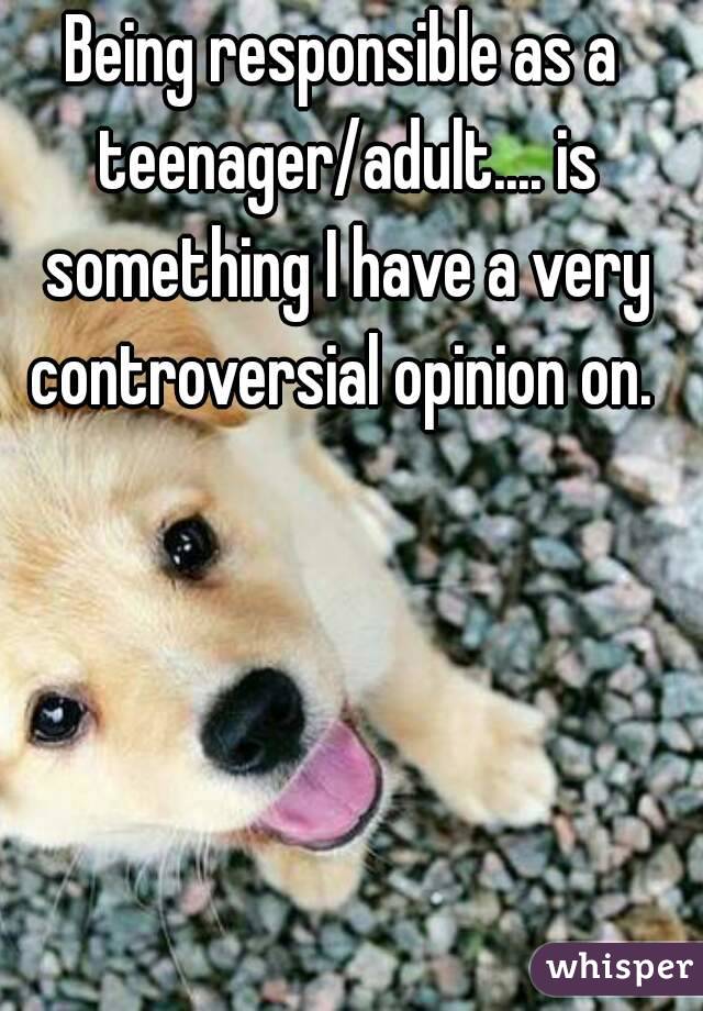 Being responsible as a teenager/adult.... is something I have a very controversial opinion on. 