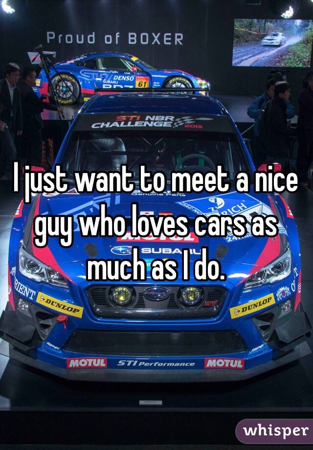 I just want to meet a nice guy who loves cars as much as I do. 