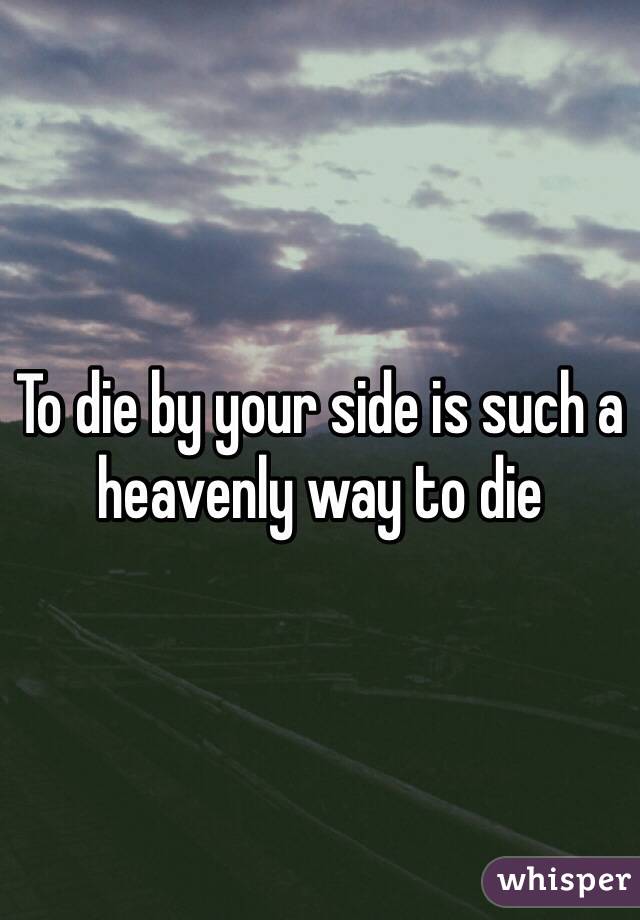 To die by your side is such a heavenly way to die 