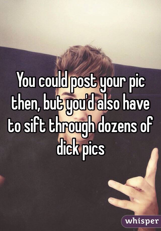 You could post your pic then, but you'd also have to sift through dozens of dick pics 