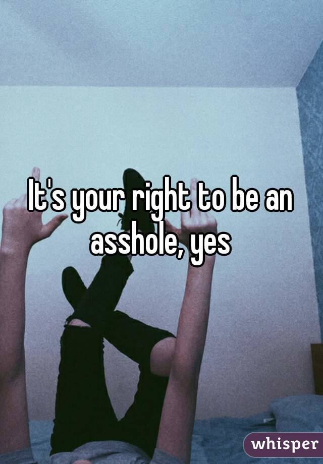 It's your right to be an asshole, yes 