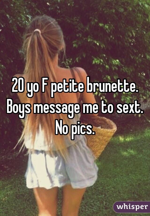 20 yo F petite brunette. Boys message me to sext. No pics. 