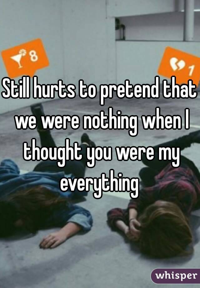 Still hurts to pretend that we were nothing when I thought you were my everything 