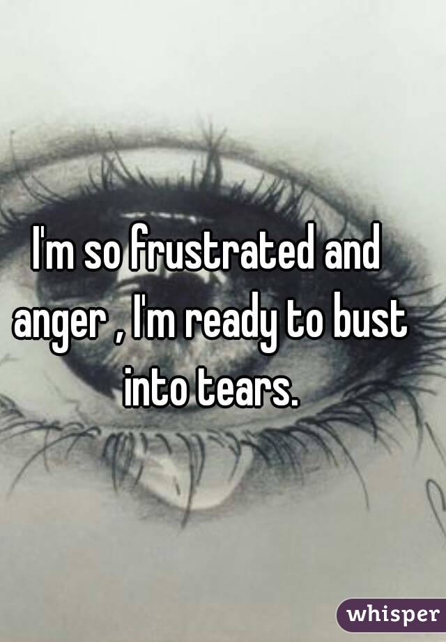 I'm so frustrated and anger , I'm ready to bust into tears.