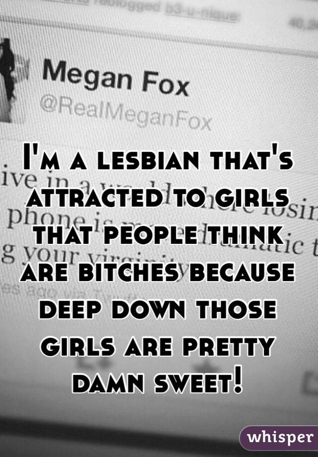 I'm a lesbian that's attracted to girls that people think are bitches because deep down those girls are pretty damn sweet! 