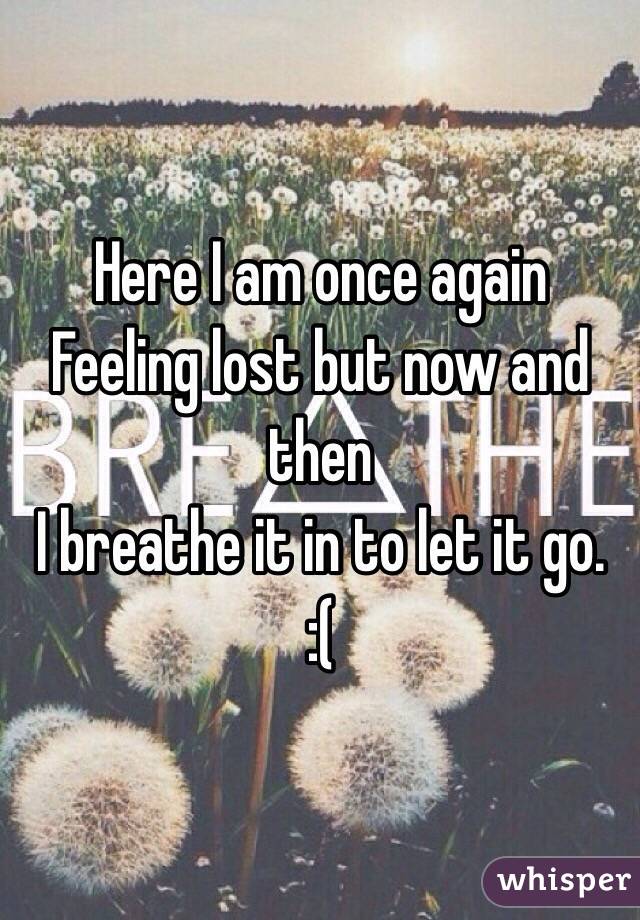 Here I am once again 
Feeling lost but now and then
I breathe it in to let it go.
 :(
