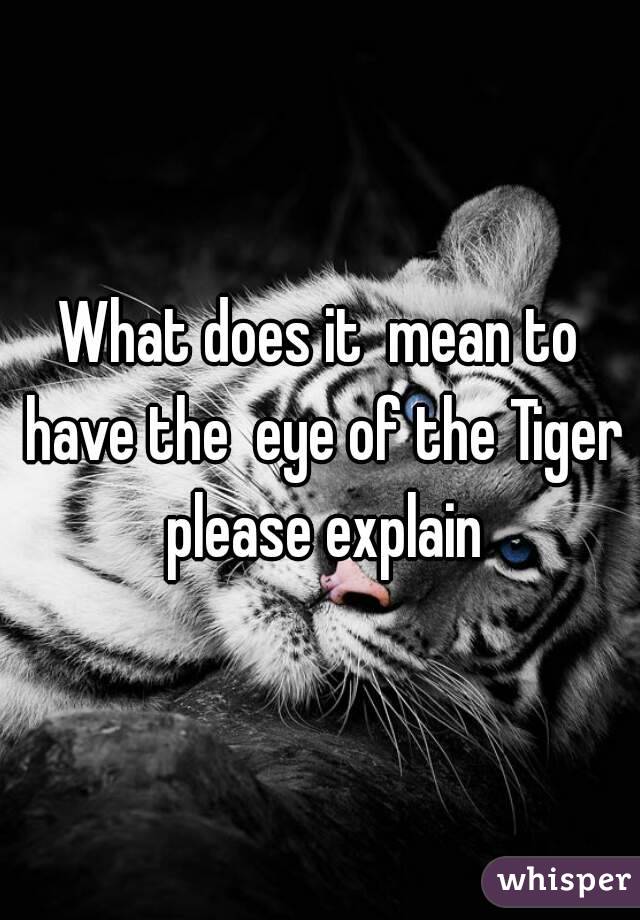What does it  mean to have the  eye of the Tiger please explain