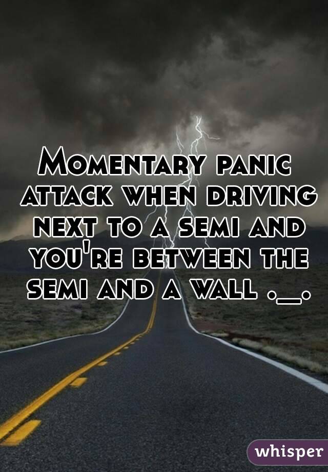 Momentary panic attack when driving next to a semi and you're between the semi and a wall ._.