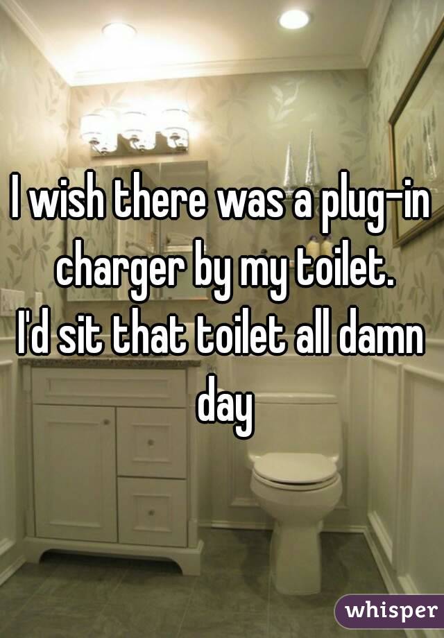 I wish there was a plug-in charger by my toilet.
I'd sit that toilet all damn day
