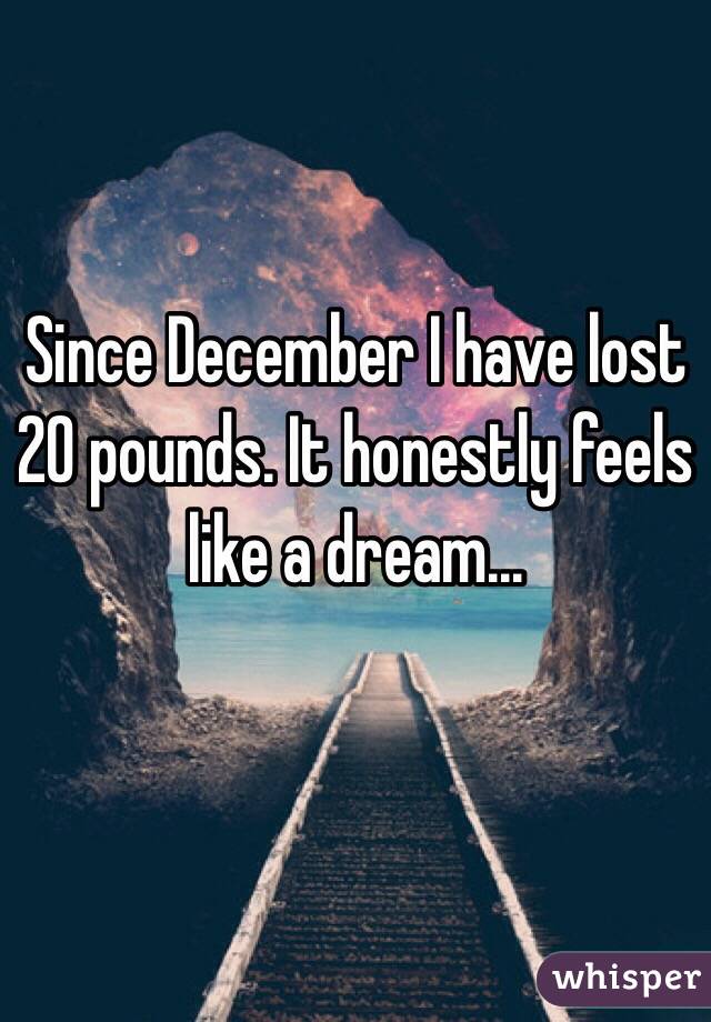 Since December I have lost 20 pounds. It honestly feels like a dream...