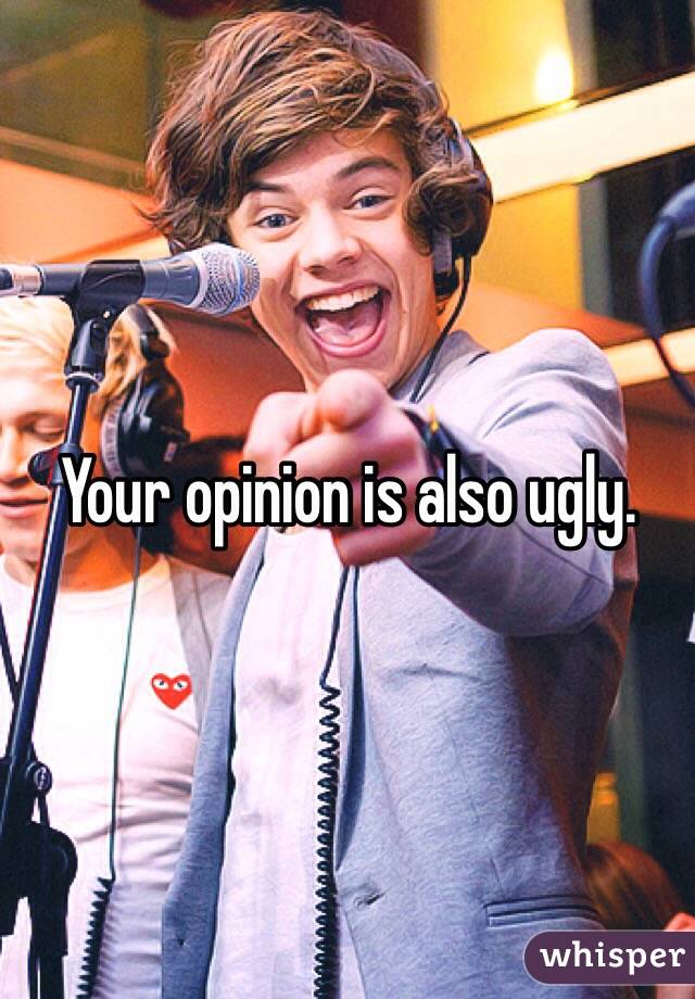 Your opinion is also ugly.