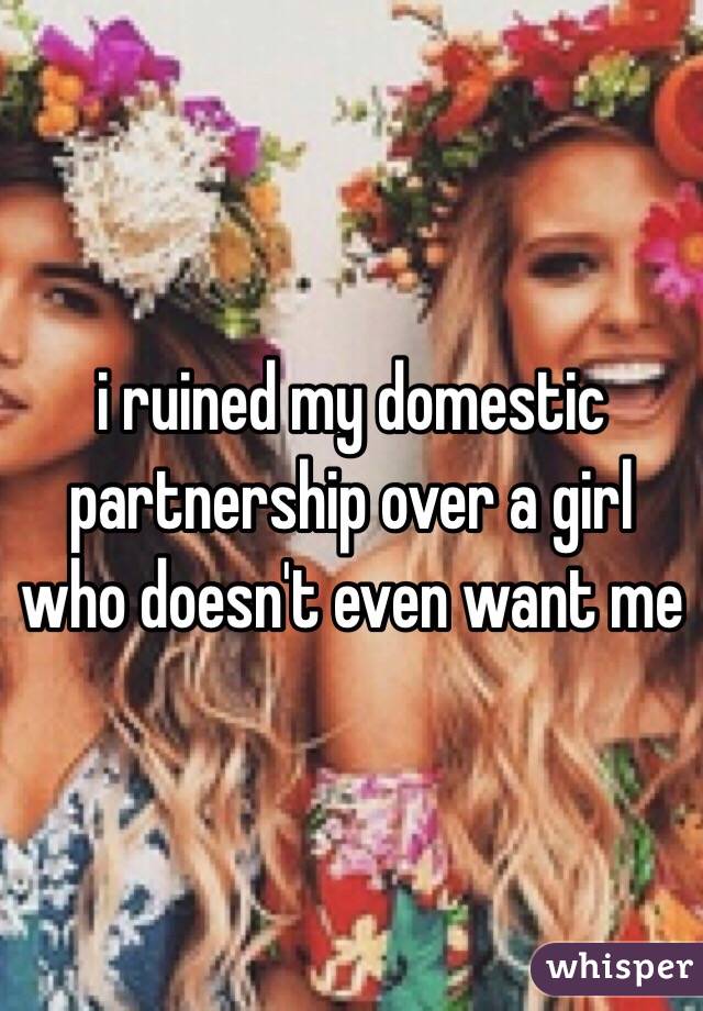 i ruined my domestic partnership over a girl who doesn't even want me
