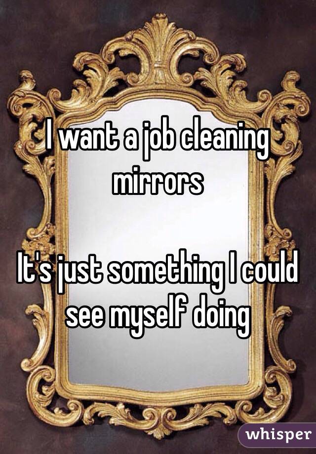 I want a job cleaning mirrors

It's just something I could see myself doing