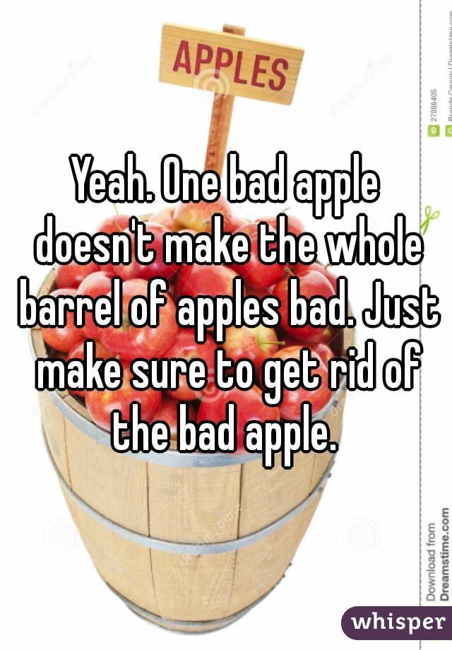 Yeah. One bad apple doesn't make the whole barrel of apples bad. Just make sure to get rid of the bad apple. 