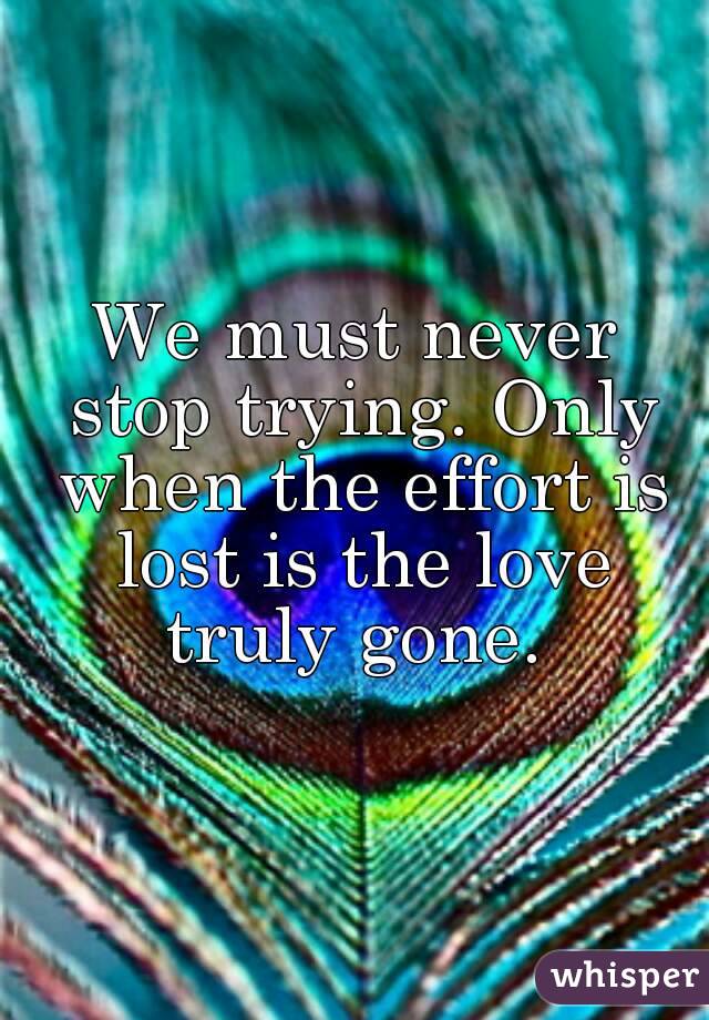 We must never stop trying. Only when the effort is lost is the love truly gone. 