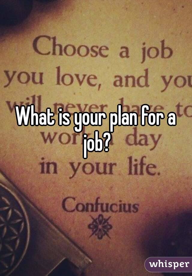 What is your plan for a job?