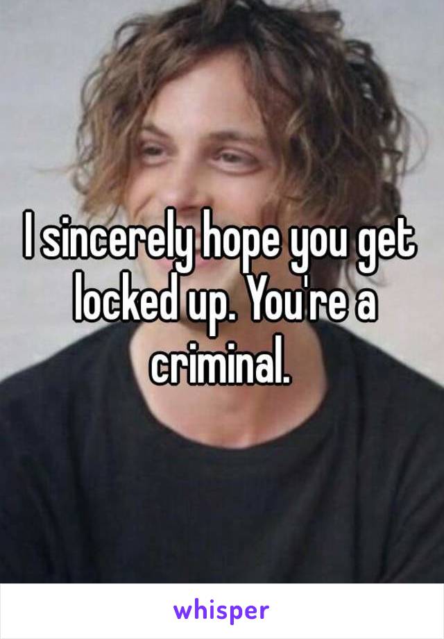 I sincerely hope you get locked up. You're a criminal. 