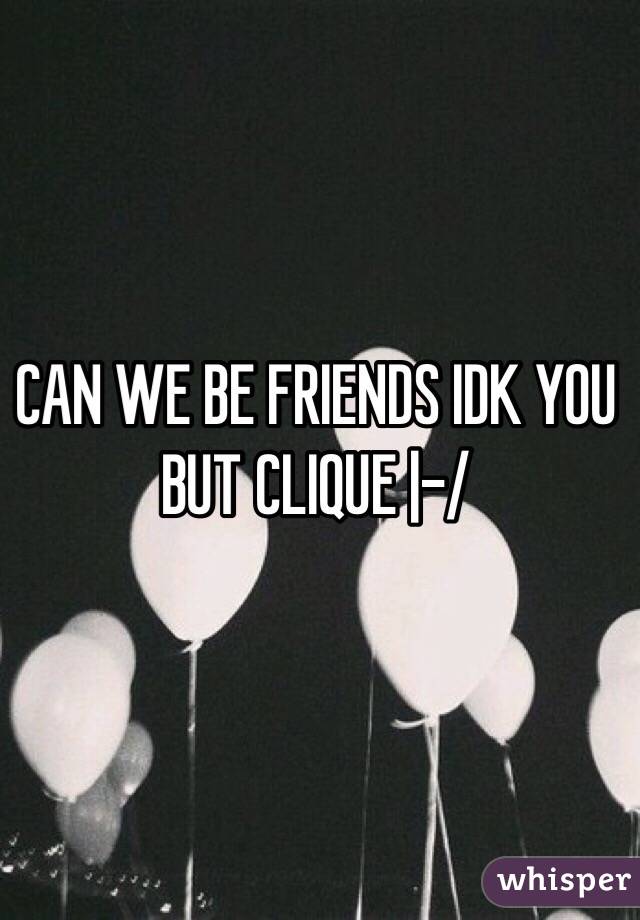 CAN WE BE FRIENDS IDK YOU BUT CLIQUE |-/