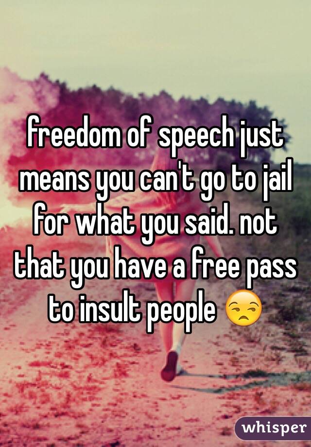 freedom of speech just means you can't go to jail for what you said. not that you have a free pass to insult people 😒