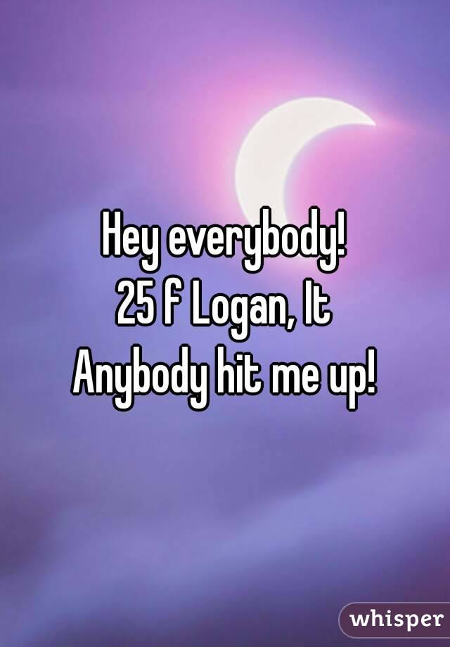Hey everybody!
25 f Logan, It
Anybody hit me up!