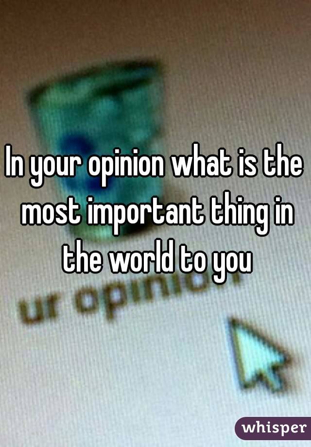 In your opinion what is the most important thing in the world to you