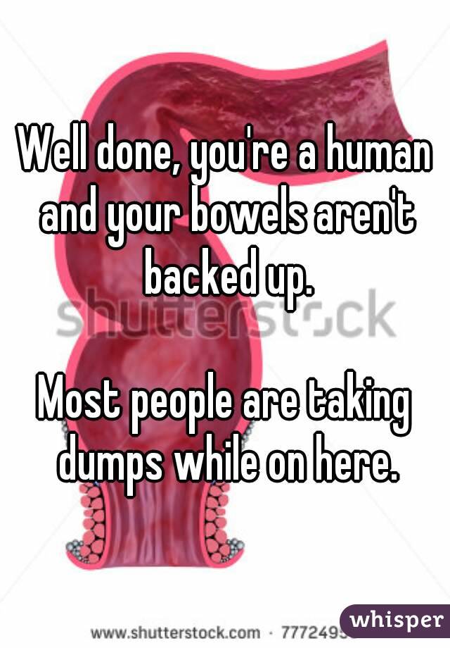 Well done, you're a human and your bowels aren't backed up.

Most people are taking dumps while on here.