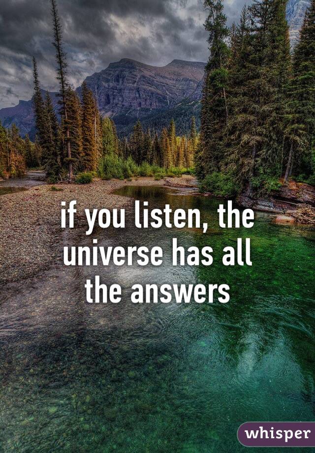 if you listen, the universe has all 
the answers