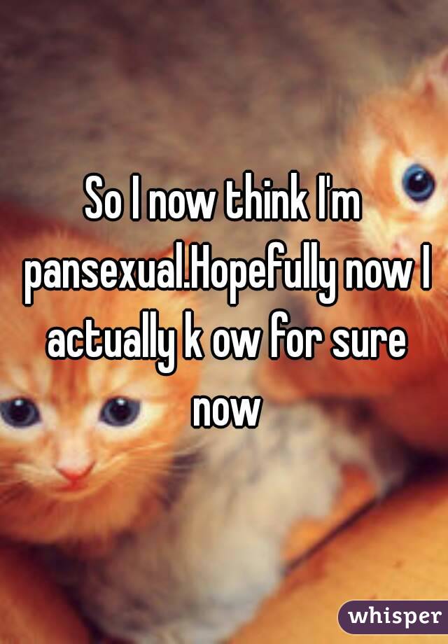 So I now think I'm pansexual.Hopefully now I actually k ow for sure now