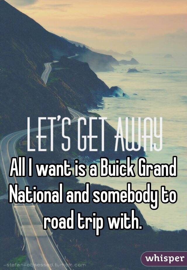 All I want is a Buick Grand National and somebody to road trip with. 