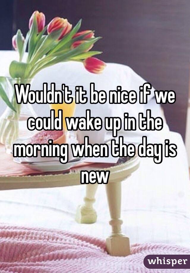 Wouldn't it be nice if we could wake up in the morning when the day is new