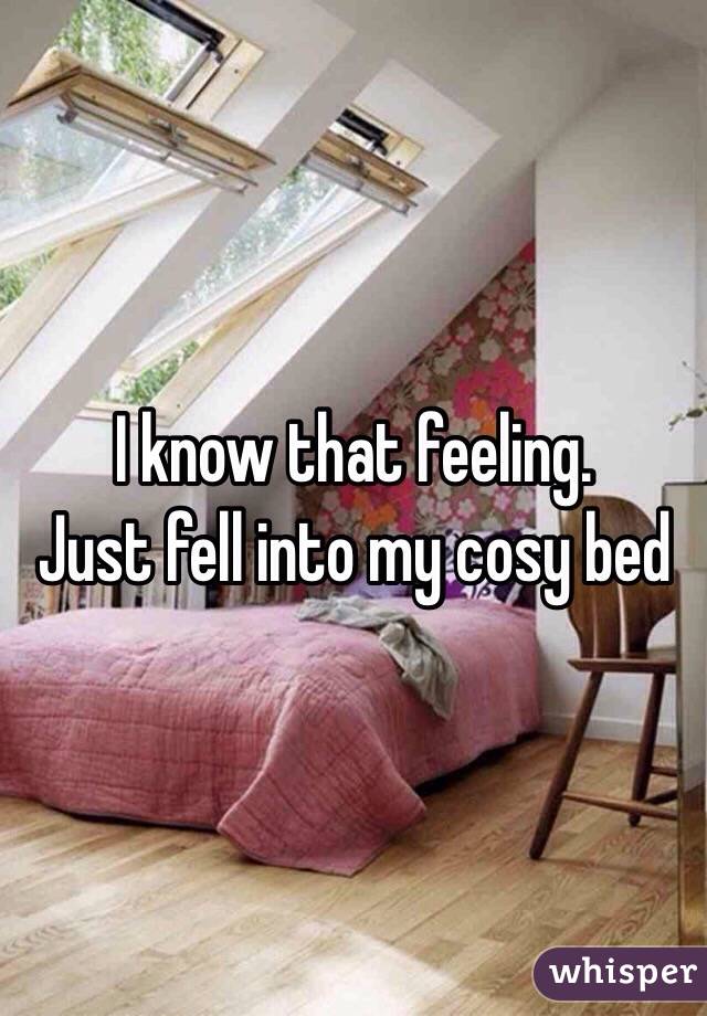 I know that feeling.
Just fell into my cosy bed