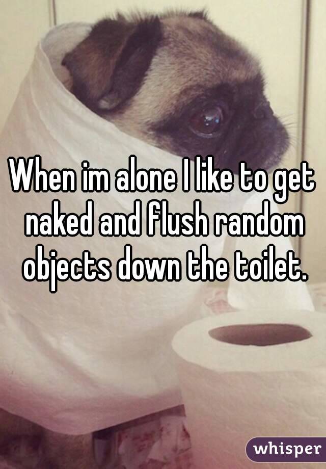 When im alone I like to get naked and flush random objects down the toilet.