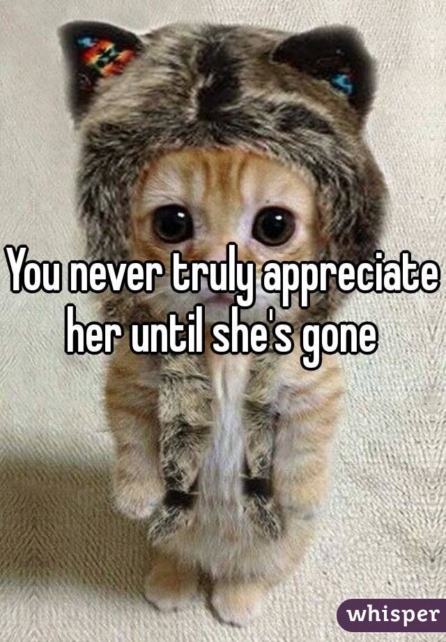 You never truly appreciate her until she's gone 