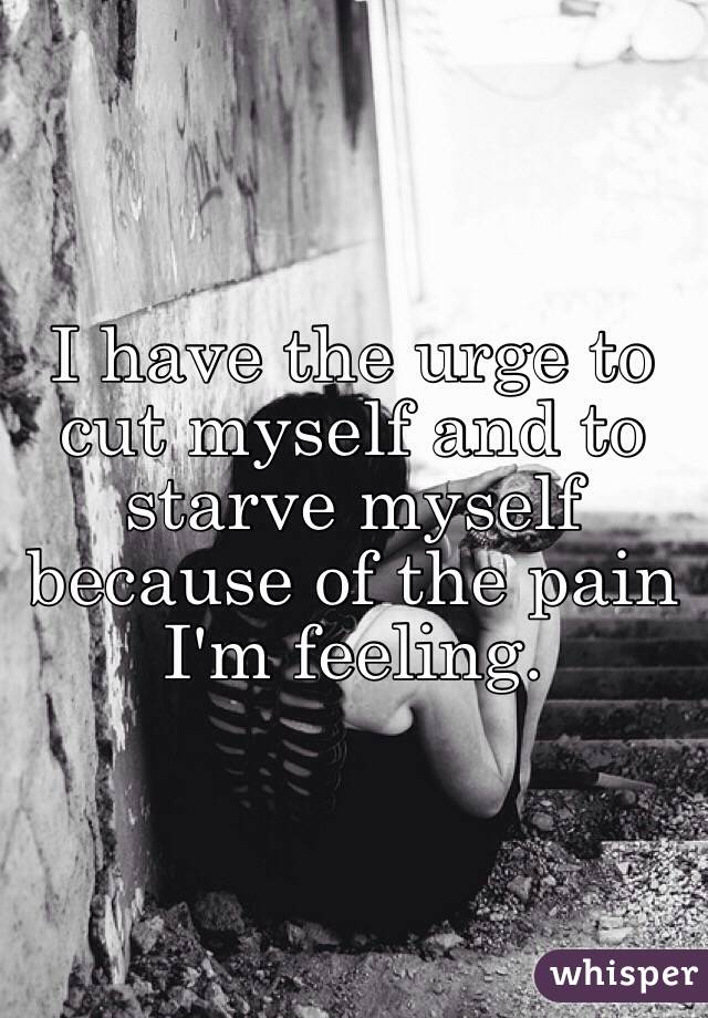 I have the urge to cut myself and to starve myself because of the pain I'm feeling.