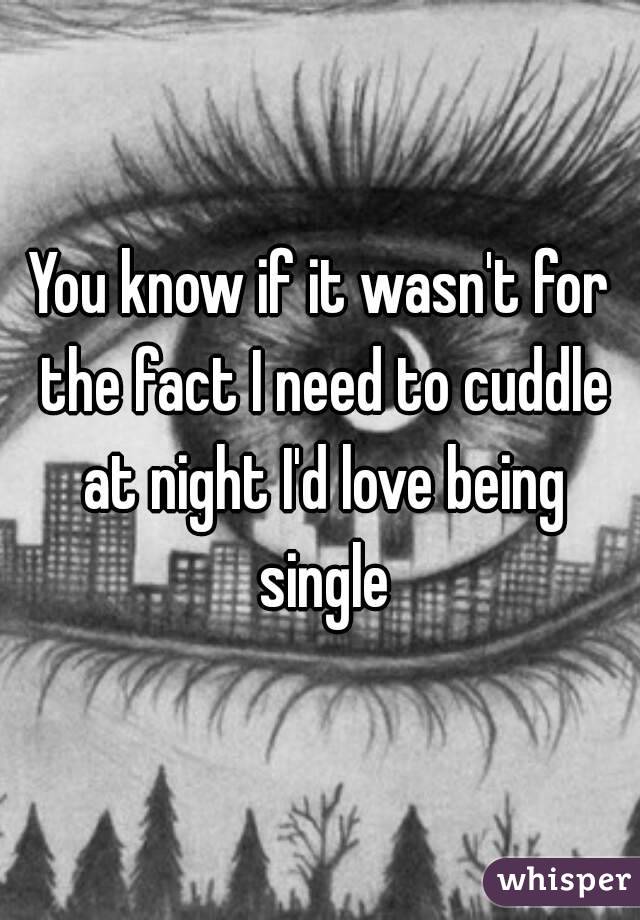 You know if it wasn't for the fact I need to cuddle at night I'd love being single