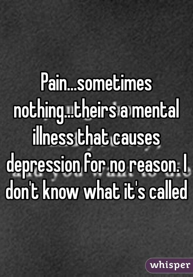 Pain...sometimes nothing...theirs a mental illness that causes depression for no reason. I don't know what it's called