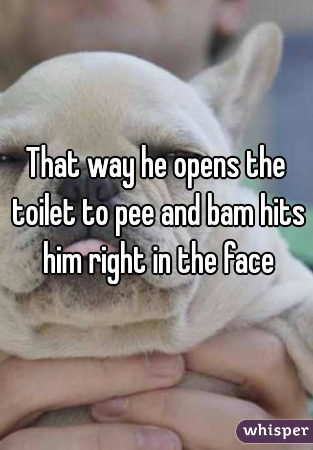 That way he opens the toilet to pee and bam hits him right in the face