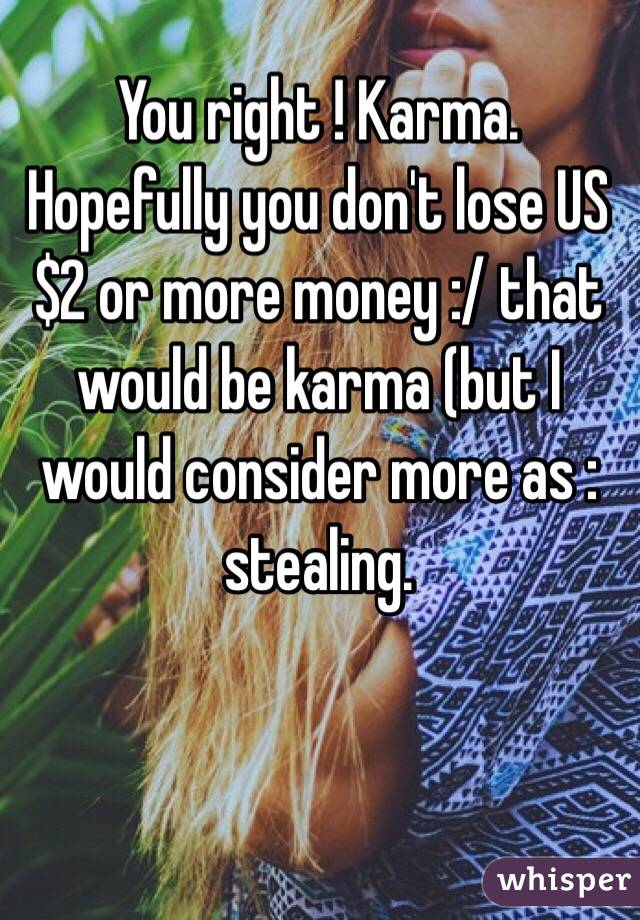 You right ! Karma.
Hopefully you don't lose US$2 or more money :/ that would be karma (but I would consider more as : stealing. 