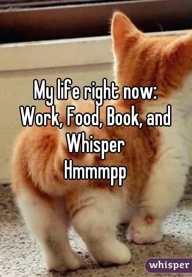 My life right now: 
Work, Food, Book, and Whisper 
Hmmmpp