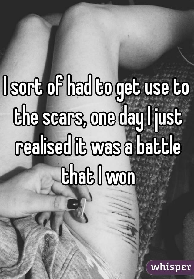 I sort of had to get use to the scars, one day I just realised it was a battle that I won