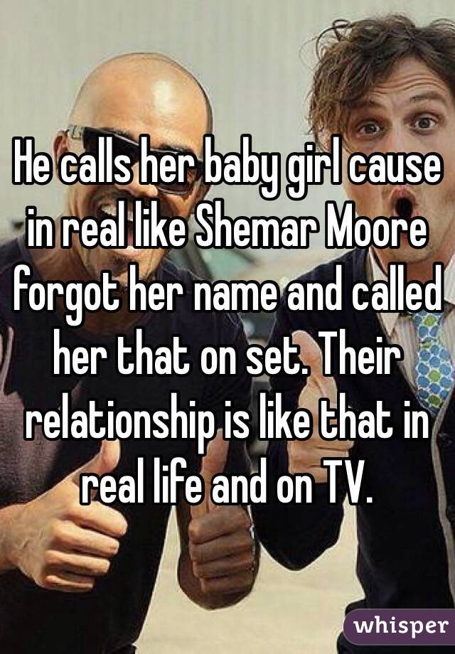 He calls her baby girl cause in real like Shemar Moore forgot her name and called her that on set. Their relationship is like that in real life and on TV. 