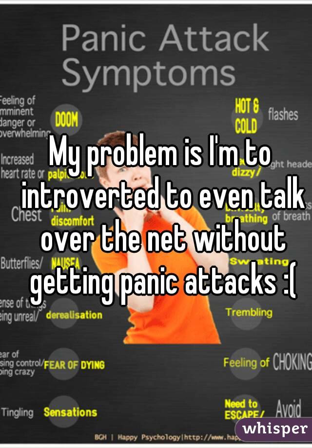 My problem is I'm to introverted to even talk over the net without getting panic attacks :(