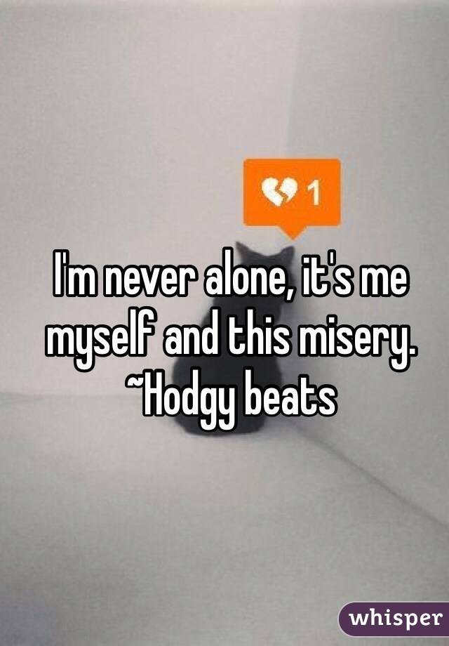 I'm never alone, it's me myself and this misery. ~Hodgy beats