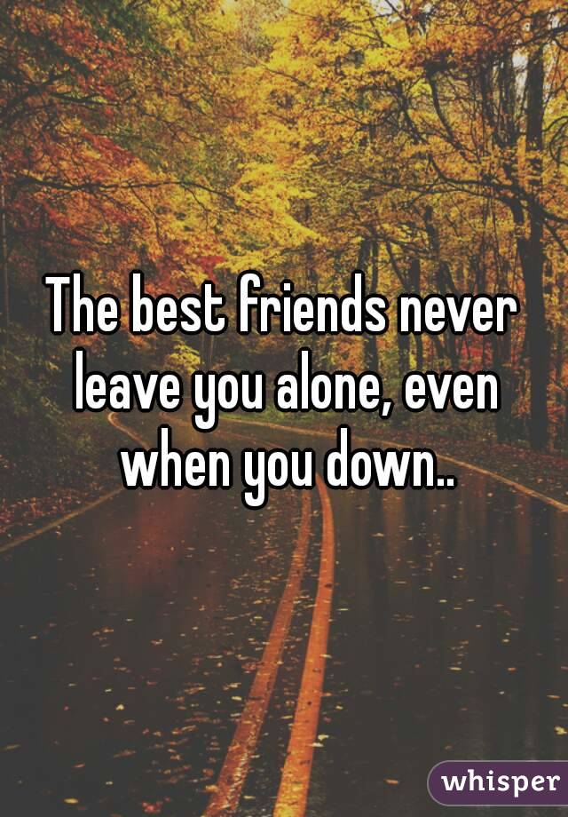 The best friends never leave you alone, even when you down..