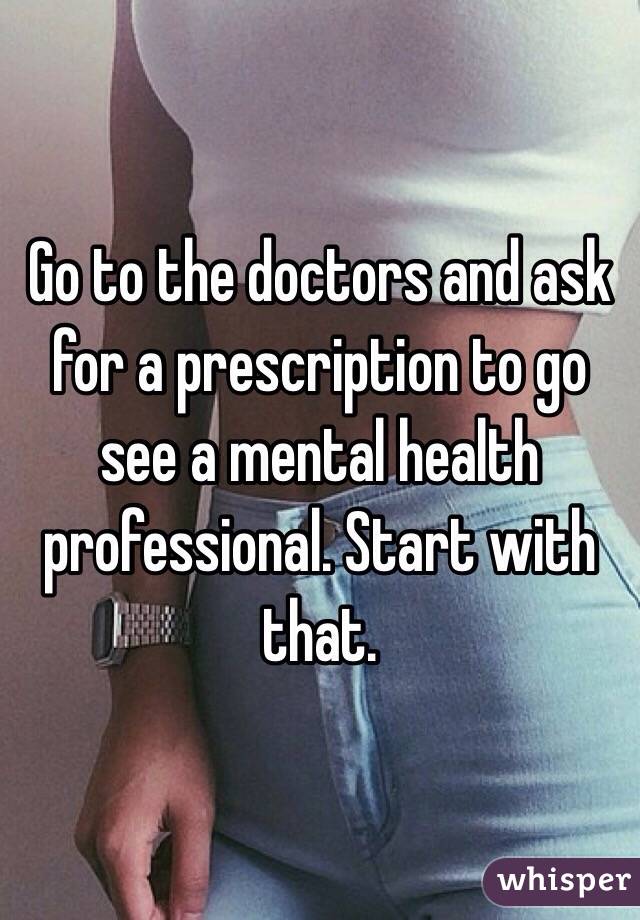 Go to the doctors and ask for a prescription to go see a mental health professional. Start with that. 