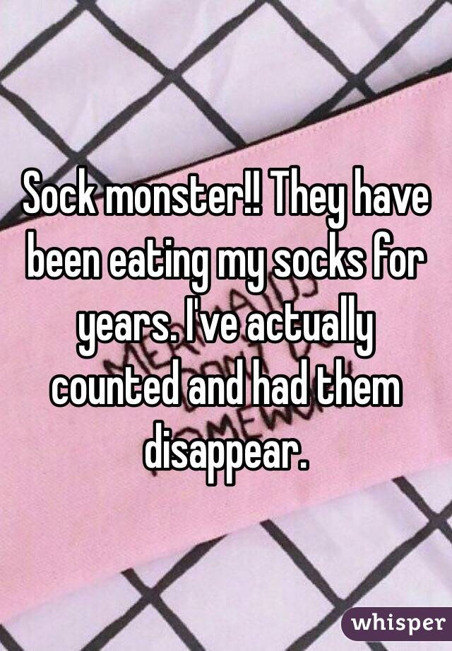 Sock monster!! They have been eating my socks for years. I've actually counted and had them disappear.