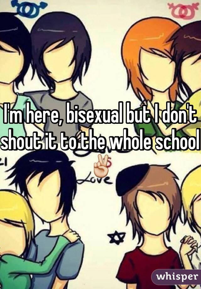 I'm here, bisexual but I don't shout it to the whole school ✌️